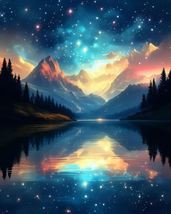 Starry Mountain Peak Paint by Numbers Kit