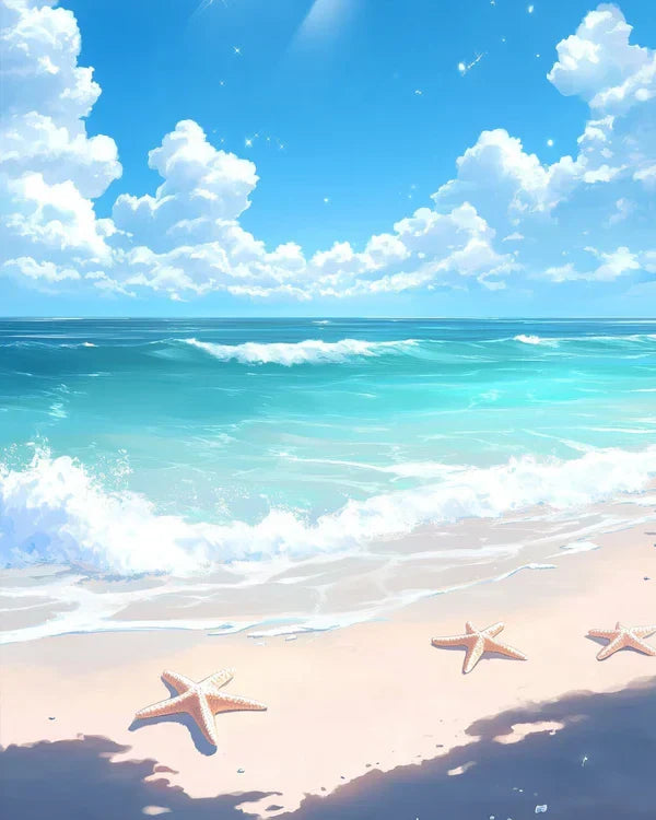 Starfish Turquoise Beach Paint by Numbers Kit
